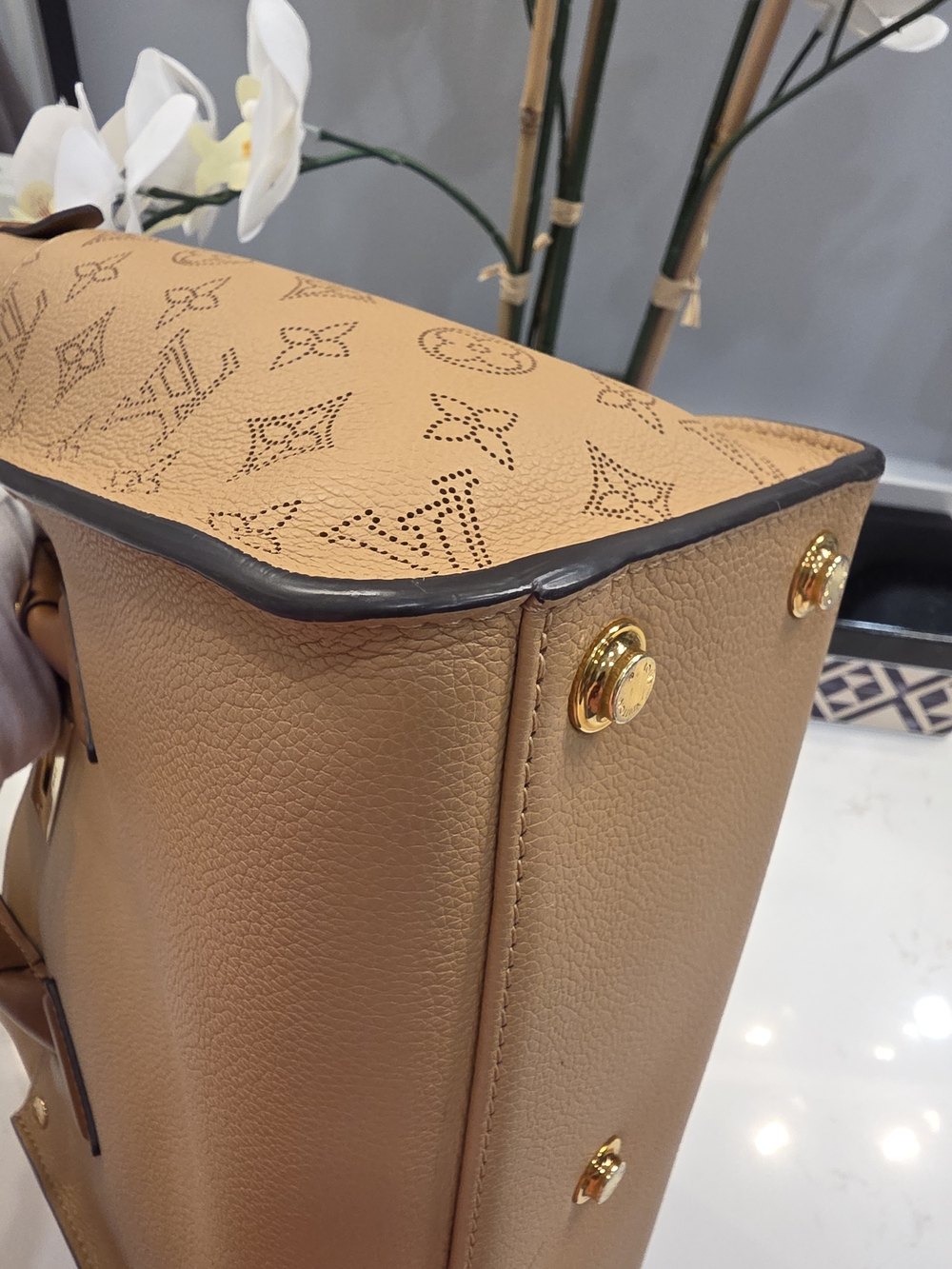 Louis Vuitton Tan and Brown Leather Satchel with Gold Hardware - Picture 7 of 15